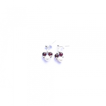 Garnet and Pearl Drop Earrings Garnet and Pearl Drop Earrings